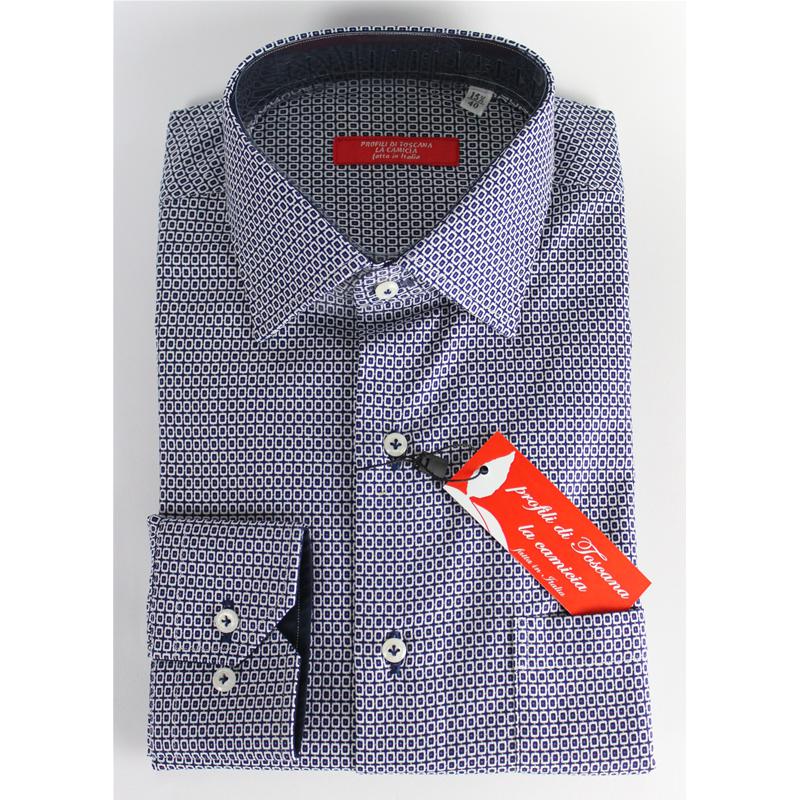 CAMICIA UOMO 100% COTONE LAVORAZIONE ARTIGIANALE MADE IN ITALY 39-46 REGULAR FANTASIA