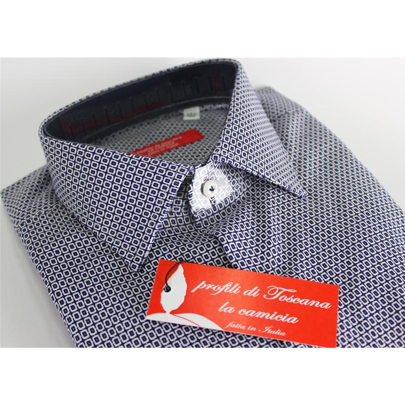 CAMICIA UOMO 100% COTONE LAVORAZIONE ARTIGIANALE MADE IN ITALY 39-46 REGULAR FANTASIA