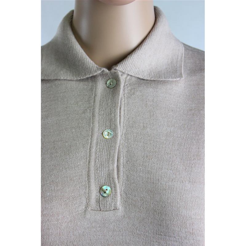 .MAGLIA POLO DONNA 3 BOTTONI.LANA MERINOS 80% MADE IN ITALY S-M-L-XL-XXL SABBIA