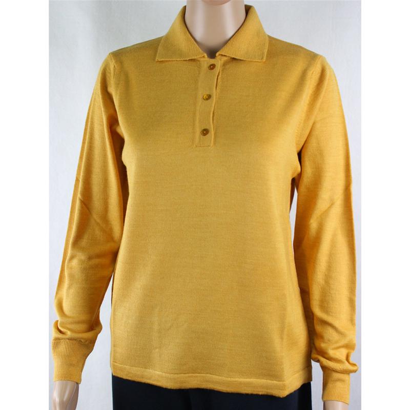 .MAGLIA POLO DONNA 3 BOTTONI.LANA MERINOS 80% MADE IN ITALY S-M-L-XL-XXL GIALLO