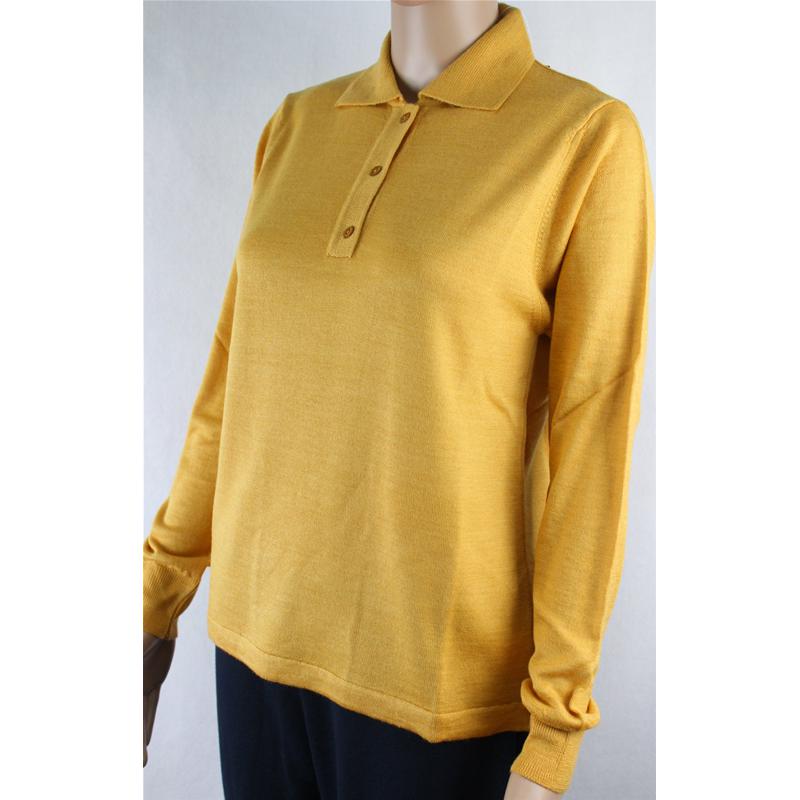 .MAGLIA POLO DONNA 3 BOTTONI.LANA MERINOS 80% MADE IN ITALY S-M-L-XL-XXL GIALLO