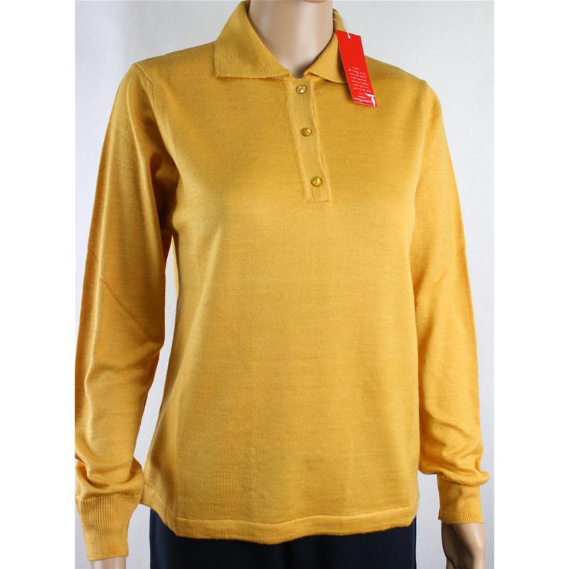 .MAGLIA POLO DONNA 3 BOTTONI.LANA MERINOS 80% MADE IN ITALY S-M-L-XL-XXL GIALLO