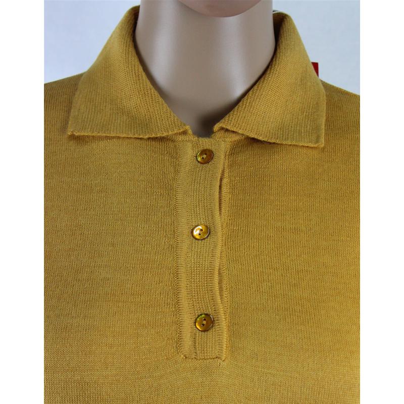 .MAGLIA POLO DONNA 3 BOTTONI.LANA MERINOS 80% MADE IN ITALY S-M-L-XL-XXL GIALLO