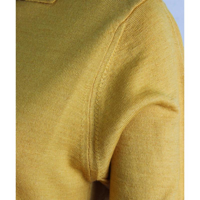 .MAGLIA POLO DONNA 3 BOTTONI.LANA MERINOS 80% MADE IN ITALY S-M-L-XL-XXL GIALLO