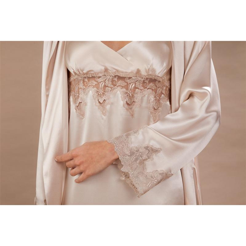 €175 CAMICIA DA NOTTE DI PURA SETA SPALLA STRETTA SCIARA ART.KATHRIN NUOVA CON CARTELLINO