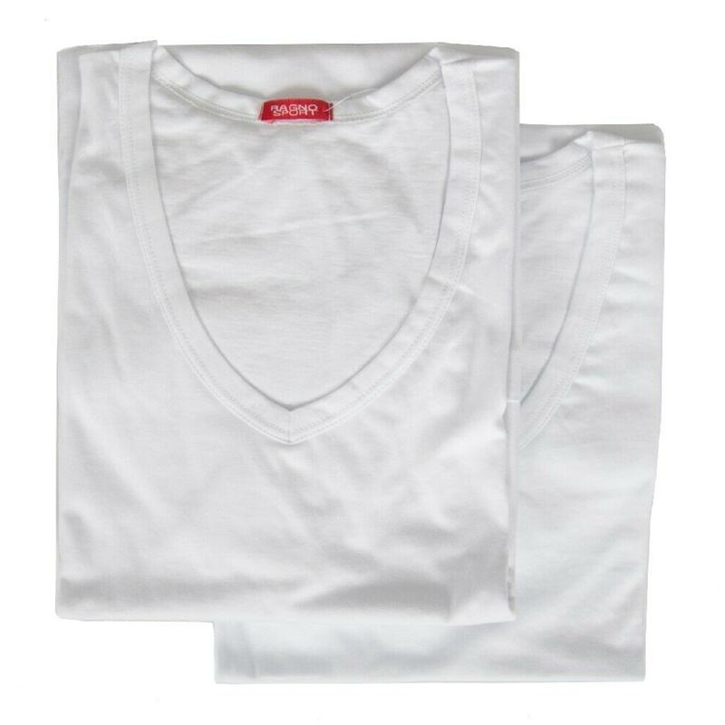 MAGLIA UOMO RAGNO COTONE MANICA CORTA SCOLLO V CONFEZIONE 2 PEZZI 601418