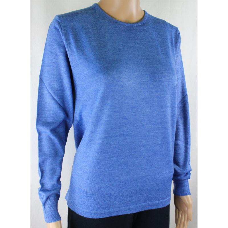 MAGLIA DONNA PARICOLLO.LANA MERINOS 80% MADE IN ITALY S-M-L-XL-XXL AZZURRO