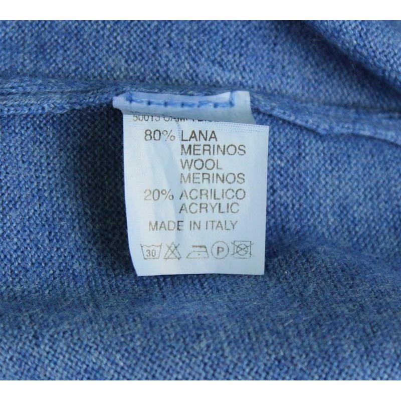 MAGLIA DONNA PARICOLLO.LANA MERINOS 80% MADE IN ITALY S-M-L-XL-XXL AZZURRO