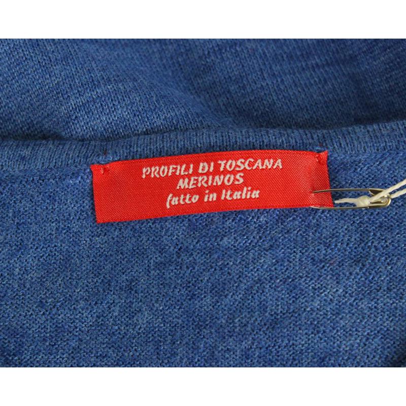 MAGLIA DONNA PARICOLLO.LANA MERINOS 80% MADE IN ITALY S-M-L-XL-XXL AZZURRO