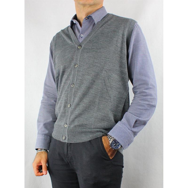 .GILET UOMO APERTO 80% LANA.MADE IN ITALY.BOTTONI