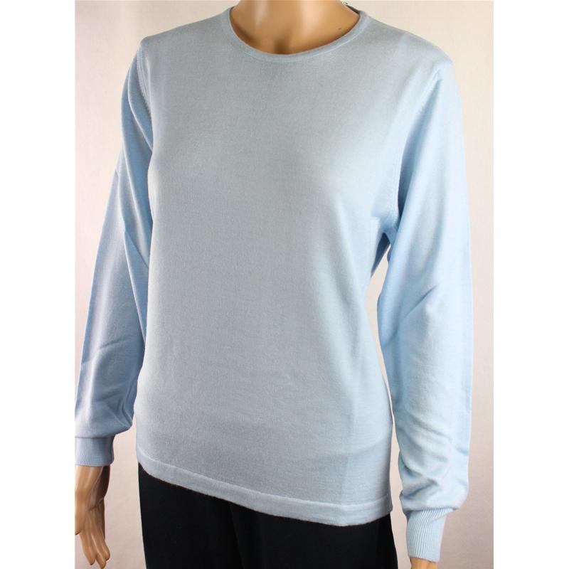 .MAGLIA DONNA PARICOLLO.LANA MERINOS 80% MADE IN ITALY S-M-L-XL-XXL CIELO