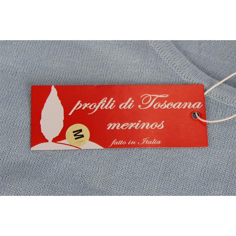 .MAGLIA DONNA PARICOLLO.LANA MERINOS 80% MADE IN ITALY S-M-L-XL-XXL CIELO