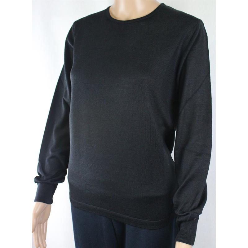 MAGLIA DONNA PARICOLLO.LANA MERINOS 80% MADE IN ITALY S-M-L-XL-XXL NERO