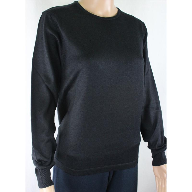 MAGLIA DONNA PARICOLLO.LANA MERINOS 80% MADE IN ITALY S-M-L-XL-XXL NERO