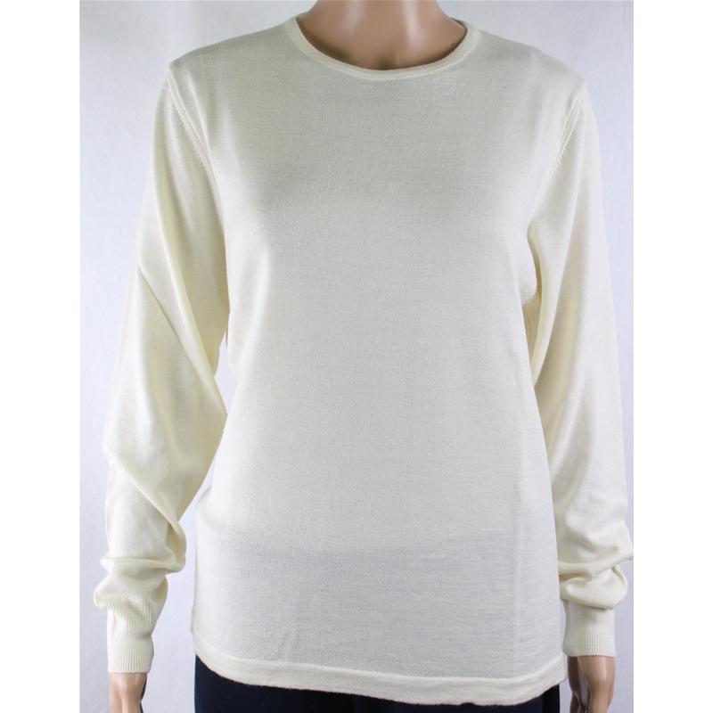 MAGLIA DONNA PARICOLLO.LANA MERINOS 80% MADE IN ITALY S-M-L-XL-XXL PANNA