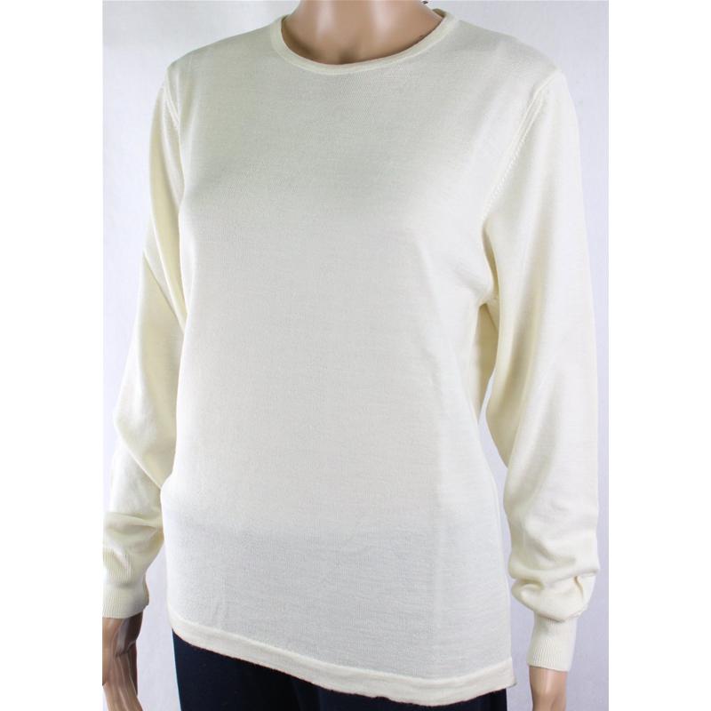 MAGLIA DONNA PARICOLLO.LANA MERINOS 80% MADE IN ITALY S-M-L-XL-XXL PANNA