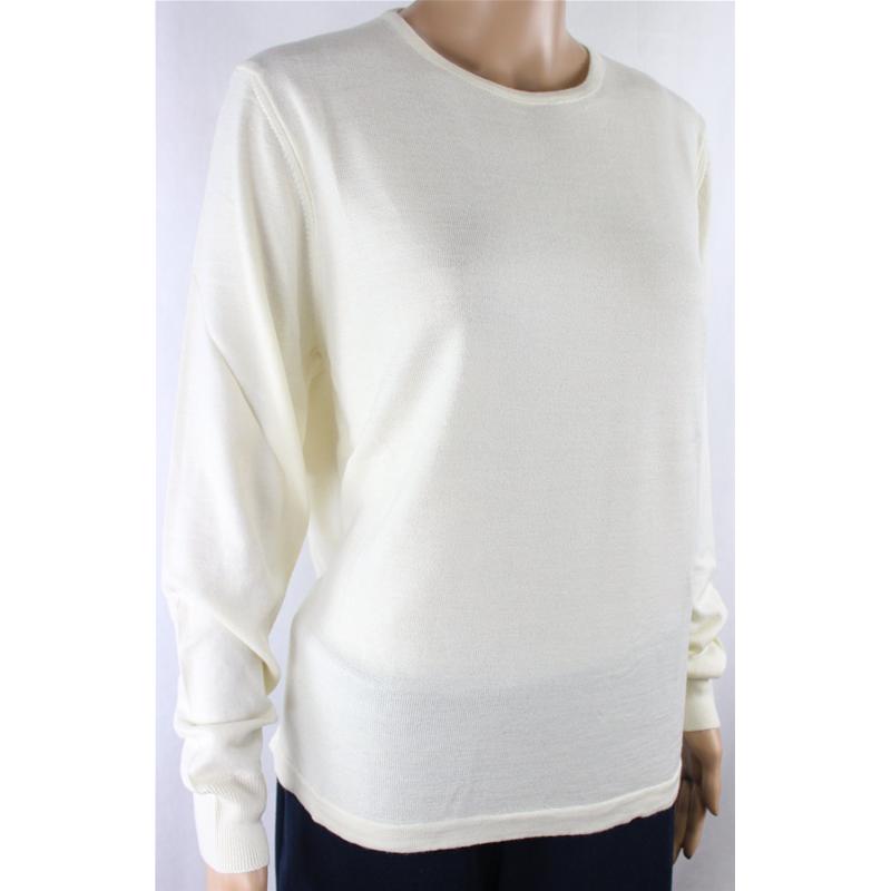 MAGLIA DONNA PARICOLLO.LANA MERINOS 80% MADE IN ITALY S-M-L-XL-XXL PANNA