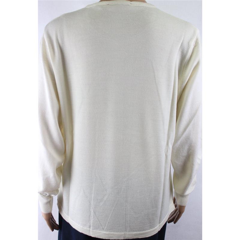 MAGLIA DONNA PARICOLLO.LANA MERINOS 80% MADE IN ITALY S-M-L-XL-XXL PANNA