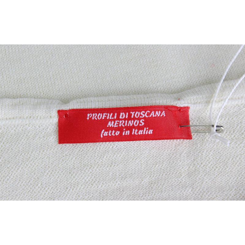 MAGLIA DONNA PARICOLLO.LANA MERINOS 80% MADE IN ITALY S-M-L-XL-XXL PANNA