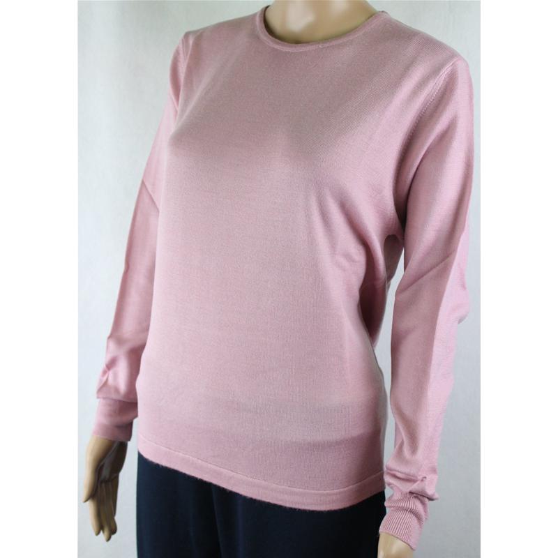 MAGLIA DONNA PARICOLLO.LANA MERINOS 80% MADE IN ITALY S-M-L-XL-XXL ROSA