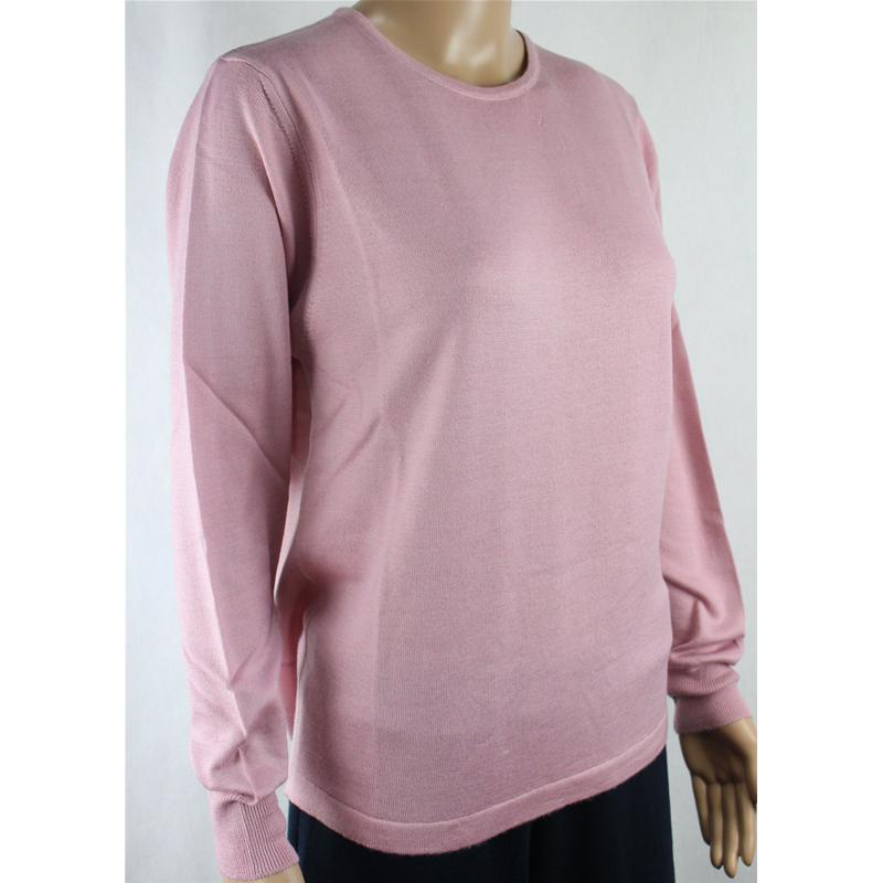 MAGLIA DONNA PARICOLLO.LANA MERINOS 80% MADE IN ITALY S-M-L-XL-XXL ROSA
