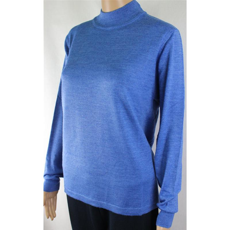 .MAGLIA DONNA MEZZOCOLLO.LANA MERINOS 80% LUPETTO MADE IN ITALY AZZURRO