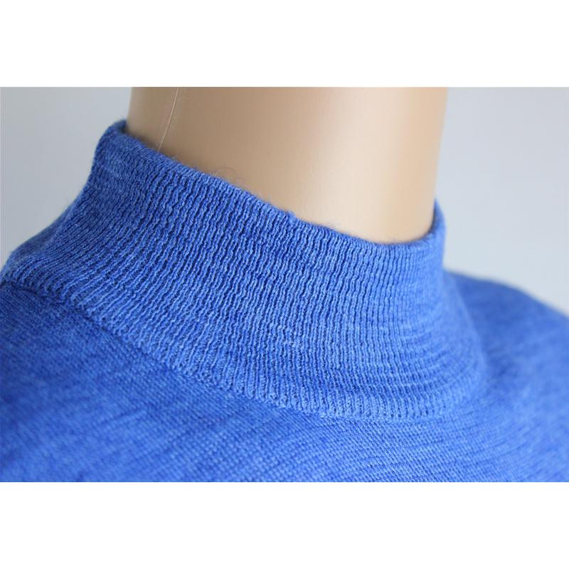 .MAGLIA DONNA MEZZOCOLLO.LANA MERINOS 80% LUPETTO MADE IN ITALY AZZURRO
