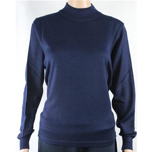 .MAGLIA DONNA MEZZOCOLLO.LANA MERINOS 80% LUPETTO MADE IN ITALY BLU