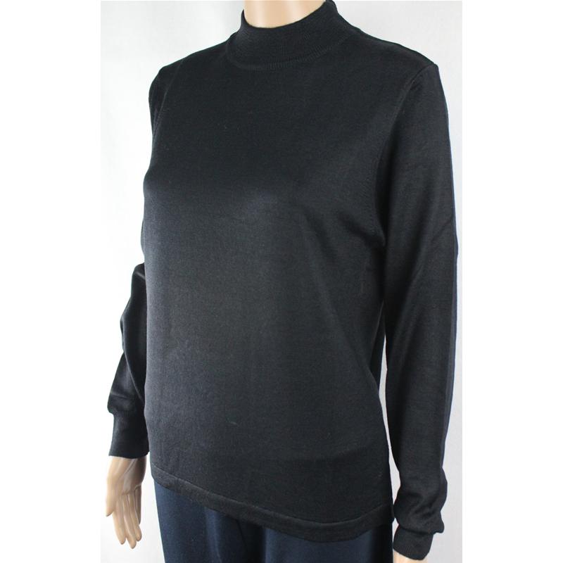 MAGLIA DONNA MEZZOCOLLO.LANA MERINOS 80% LUPETTO MADE IN ITALY NERO