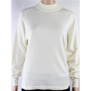 MAGLIA DONNA MEZZOCOLLO.LANA MERINOS 80% LUPETTO MADE IN ITALY PANNA