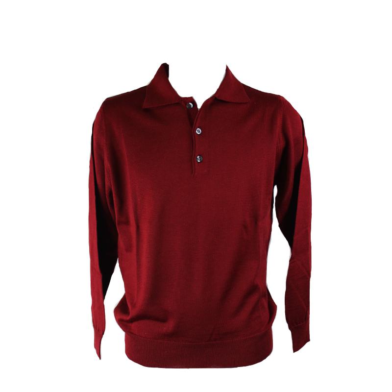 .MAGLIA UOMO POLO 3 BOTTONI.LANA MERINOS 80%.MADE IN ITALY M-3XL BORDÒ