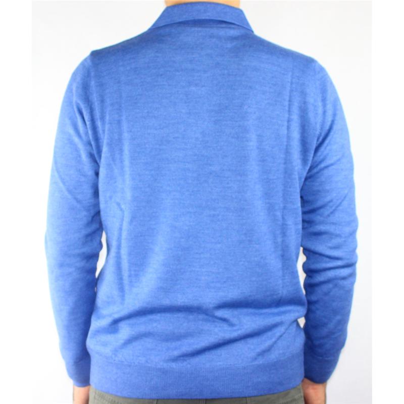 .MAGLIA UOMO POLO 3 BOTTONI.LANA MERINOS 80%.MADE IN ITALY M-3XL AZZURRO