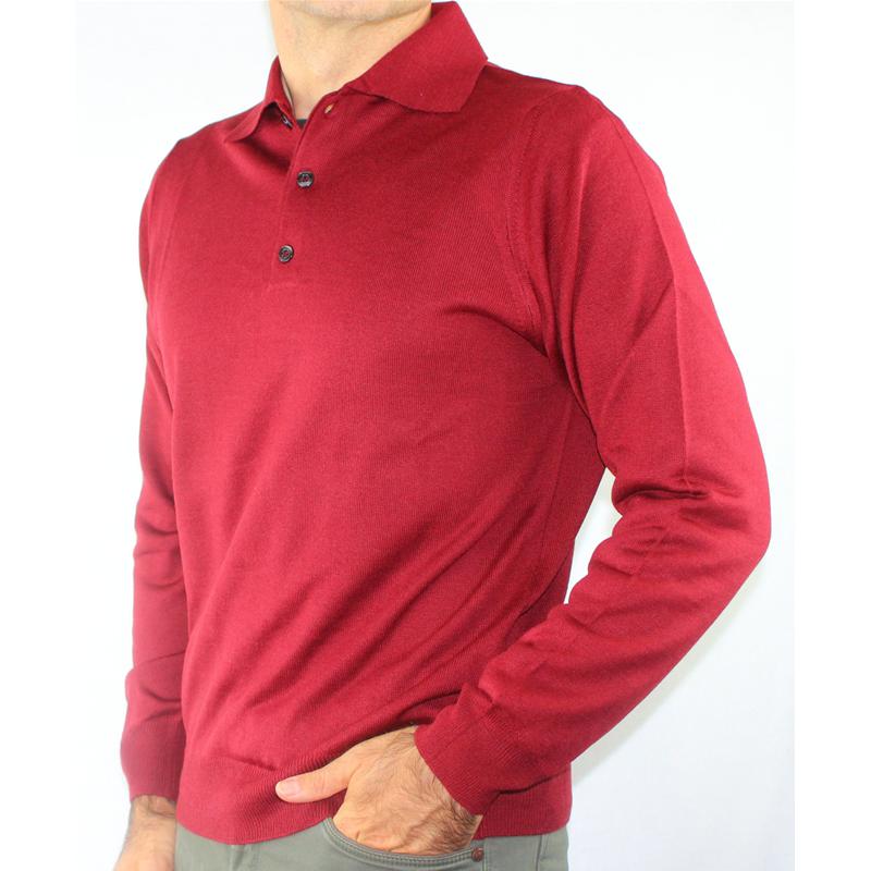 .MAGLIA UOMO POLO 3 BOTTONI.LANA MERINOS 80%.MADE IN ITALY M-3XL BORDÒ