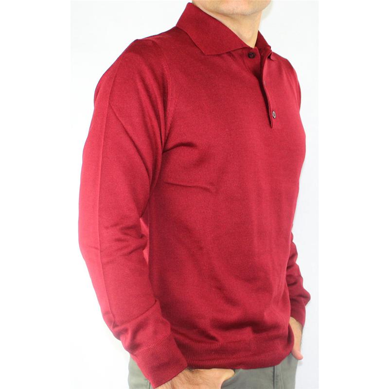.MAGLIA UOMO POLO 3 BOTTONI.LANA MERINOS 80%.MADE IN ITALY M-3XL BORDÒ