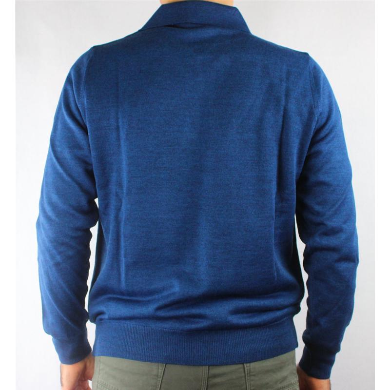 MAGLIA UOMO POLO 3 BOTTONI.LANA MERINOS 80%.MADE IN ITALY M-3XL PAVONE