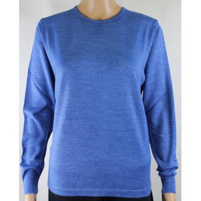 MAGLIA DONNA PARICOLLO.LANA MERINOS 80% MADE IN ITALY S-M-L-XL-XXL AZZURRO