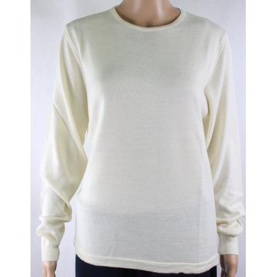 MAGLIA DONNA PARICOLLO.LANA MERINOS 80% MADE IN ITALY S-M-L-XL-XXL PANNA