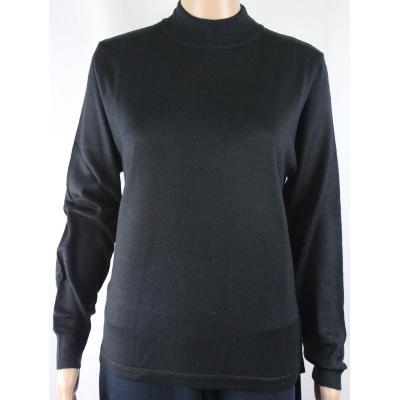 MAGLIA DONNA MEZZOCOLLO.LANA MERINOS 80% LUPETTO MADE IN ITALY NERO