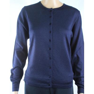 GIACCA DONNA BOTTONI COLLO COREANA MERINOS 80% MADE IN ITALY BLU