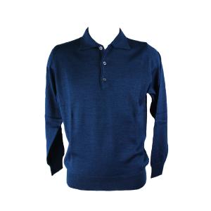 MAGLIA UOMO POLO 3 BOTTONI.LANA MERINOS 80%.MADE IN ITALY M-3XL PAVONE