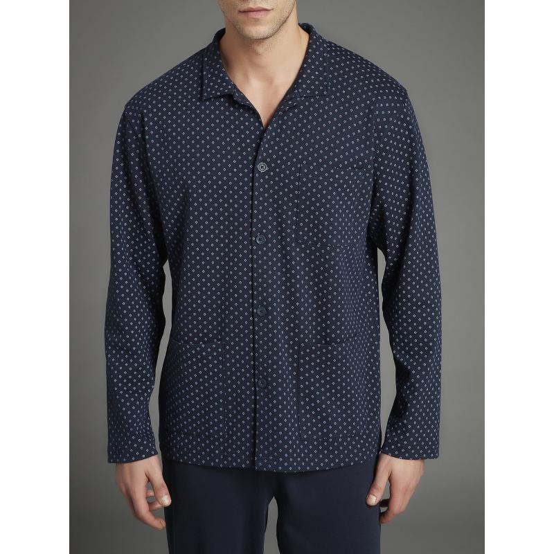 PIGIAMA UOMO RAGNO CALDO COTONE APERTO BOTTONI CON COLLO ART.U348N7