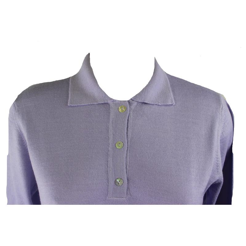 .MAGLIA POLO DONNA 3 BOTTONI.LANA MERINOS 80% MADE IN ITALY S-M-L-XL-XXL GLICINE