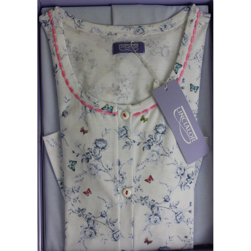 .PIGAMA DONNA LINCLALOR APERTO 100% COTONE MAGLINA FINO TG.64 TAGLIE FORTI E CALIBRATE ART.74475
