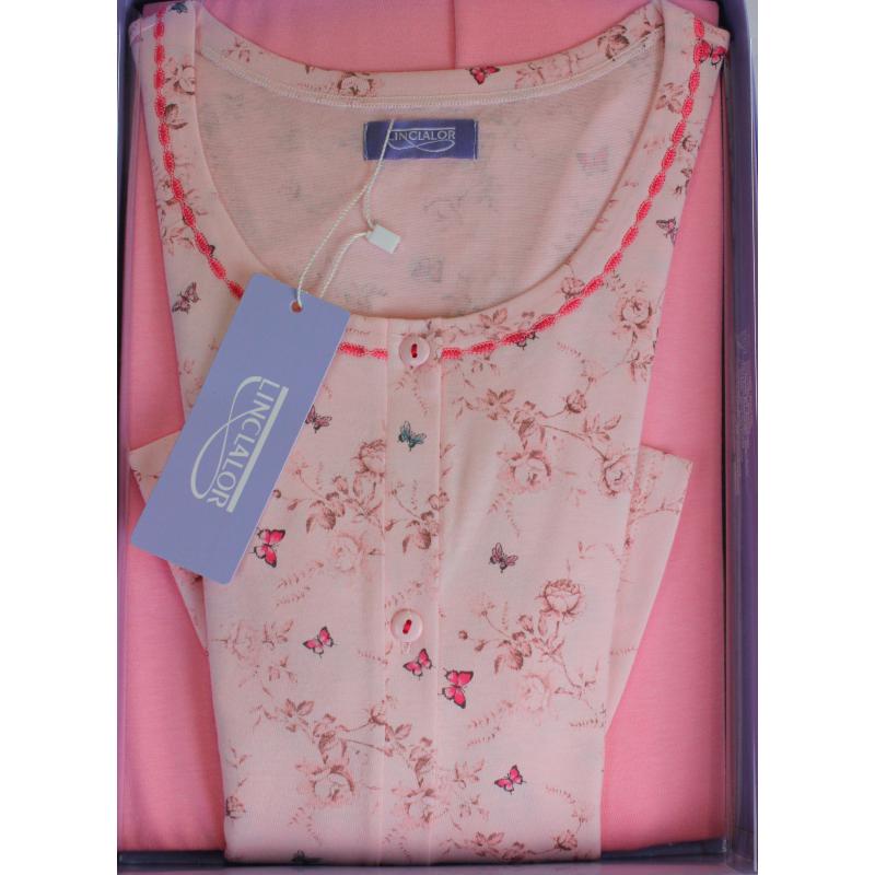 .PIGAMA DONNA LINCLALOR APERTO 100% COTONE MAGLINA FINO TG.64 TAGLIE FORTI E CALIBRATE ART.74475