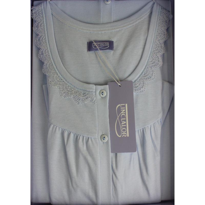 CAMICIA NOTTE LINCLALOR MANICA CORTA APERTA 100% COTONE MAGLINA MANICA RAGLAN ART.71363