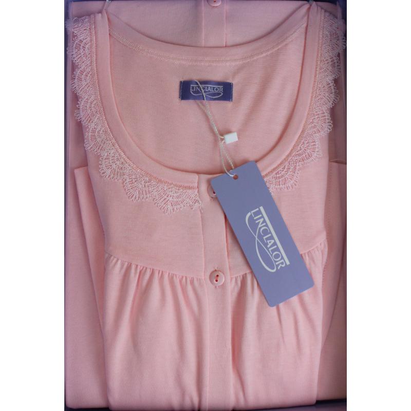CAMICIA NOTTE LINCLALOR MANICA CORTA APERTA 100% COTONE MAGLINA MANICA RAGLAN ART.71363