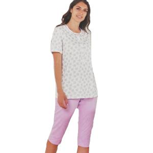 .PIGAMA DONNA SERAFINO LINCLALOR 100% COTONE MAGLINA MANICA CORTA PINOCCHIETTO ART.74479