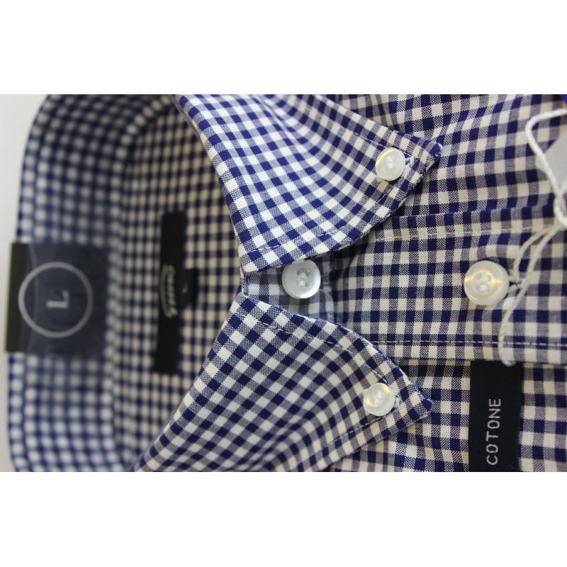 CAMICIA UOMO IN PURO COTONE MANICA CORTA TG.M-2XL 4 FANTASIE CON TASCHINO