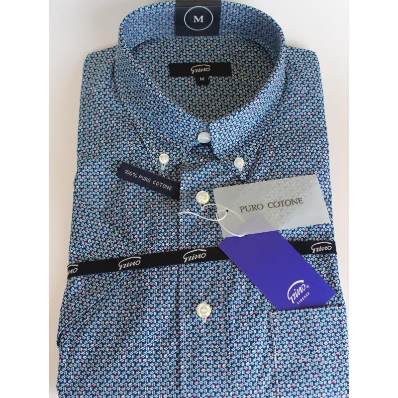 CAMICIA UOMO IN PURO COTONE MANICA CORTA TG.M-2XL 4 FANTASIE CON TASCHINO