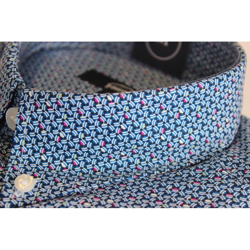 CAMICIA UOMO IN PURO COTONE MANICA CORTA TG.M-2XL 4 FANTASIE CON TASCHINO
